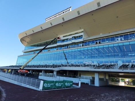 The front of the new Belmont Park grandstand