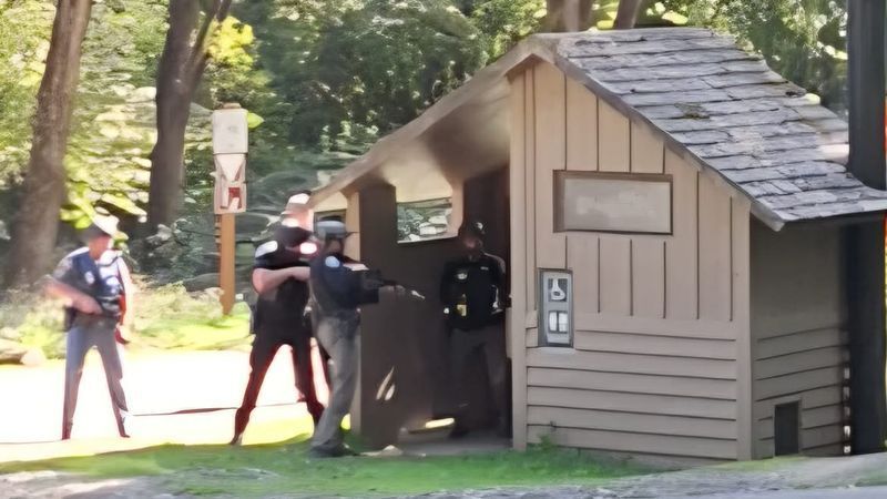 Armed law enforcement officers at Battle Ground State Park on Saturday afternoon. Courtesy: Lesley Record