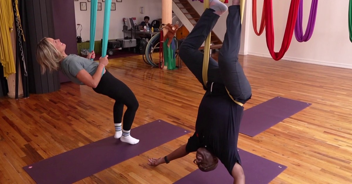 Al Roker and Dylan Dreyer Try This Unexpected ‘Tough’ Workout: Aerial Yoga