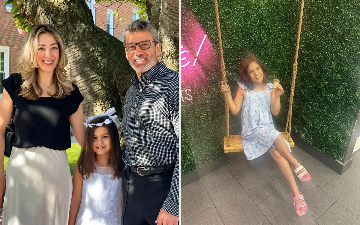 Alexis Sestito with her husband and their daughter Seramina who is learning to live with PANS.