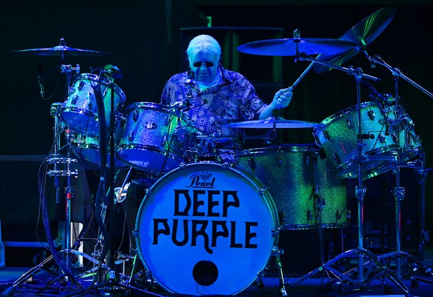 Ian Paice, a founding member of Deep Purple, performs with the band at the Shoreline Amphitheatre in Mountain View on Sept. 5, 2026. (Chris Riley/Times-Herald)