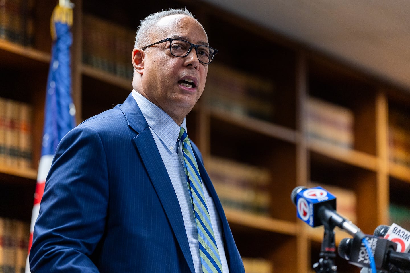 Suffolk District Attorney Kevin R. Hayden speaks during a press conference.