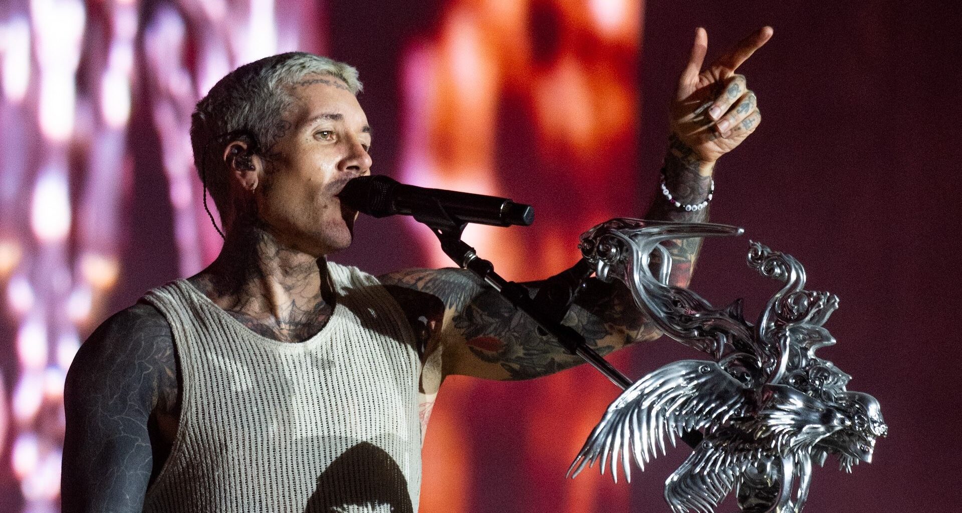Oli Sykes performs with Bring Me The Horizon live on stage in Budapest in the summer of 2026