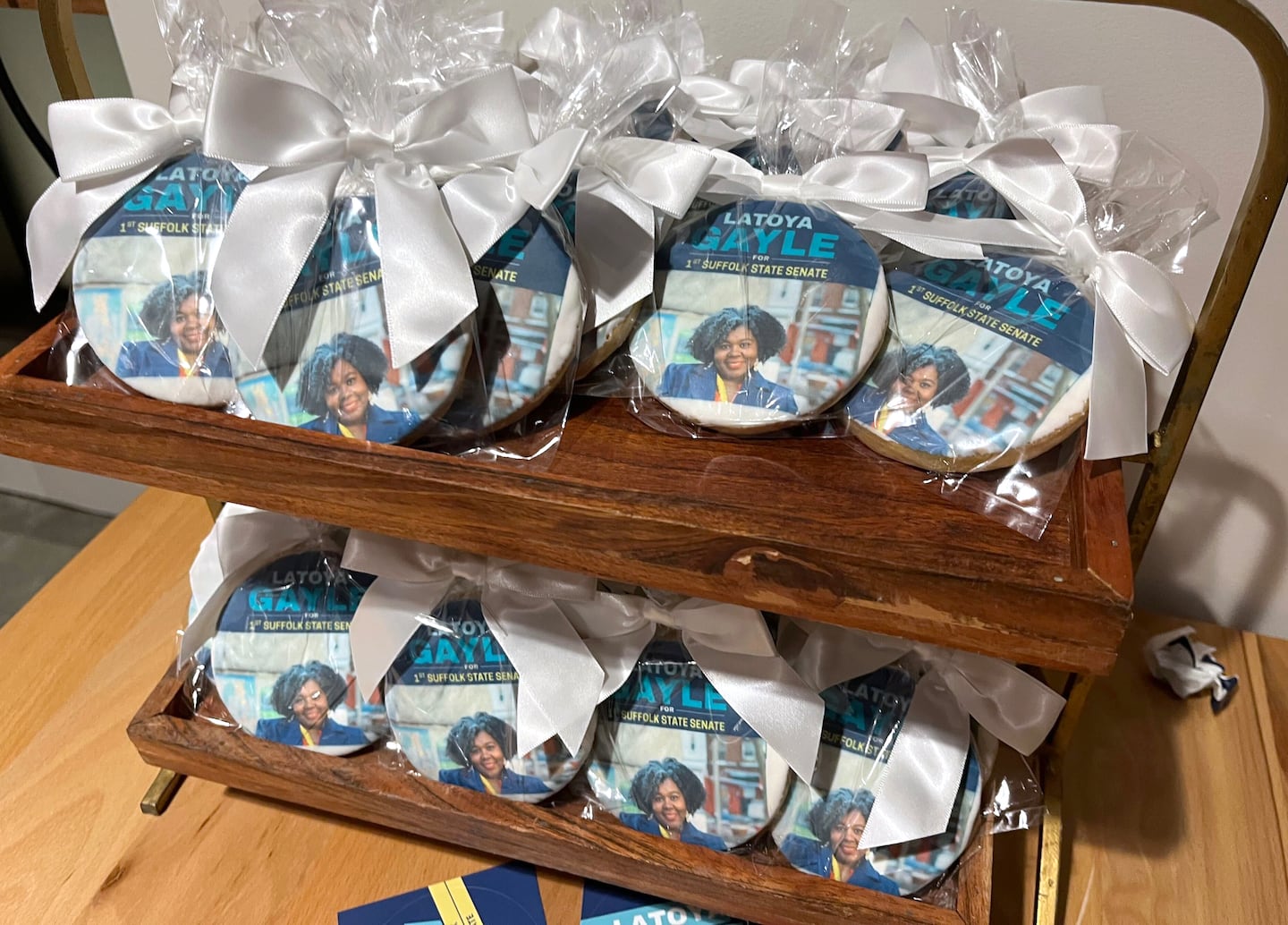 At Latoya Gayle's watch party at Sweet Teez Bakery, supporters are going all out with custom cookies of the candidate.