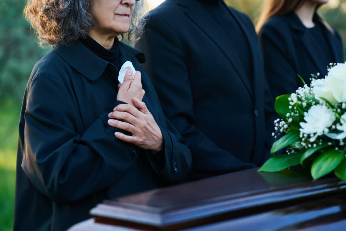 Mourner at funeral
