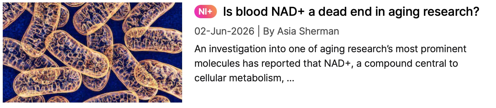 blood NAD+ study NI coverage