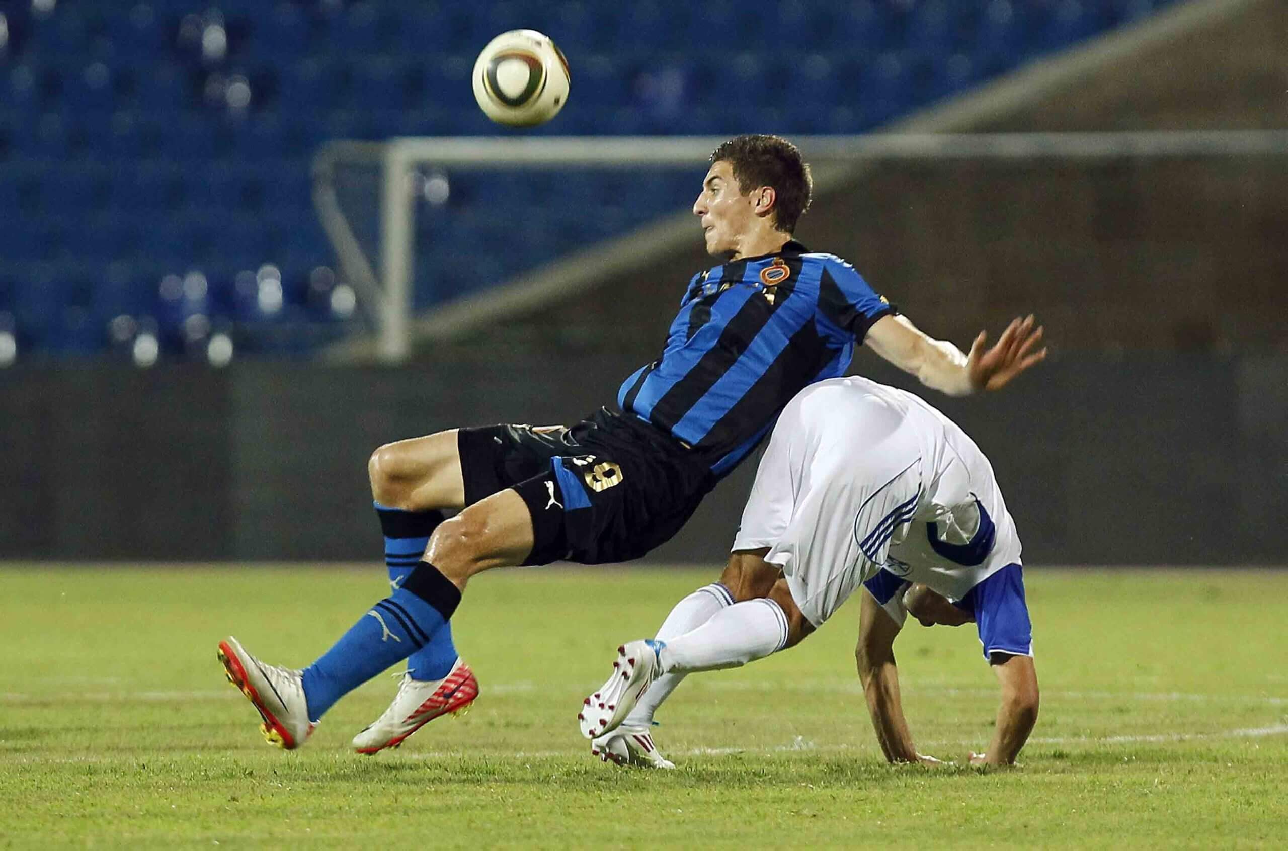 A young Thomas Meunier playing for Club Brugge against Qarabag in August 2011