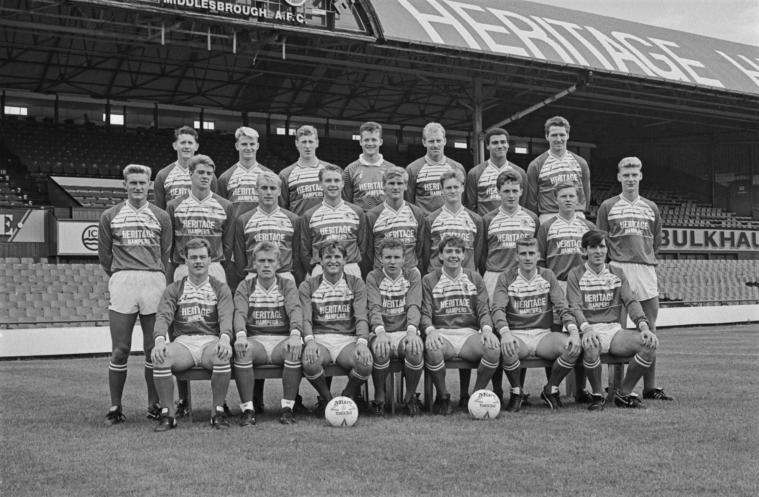 The Middlesbrough squad ahead of their top-flight return in 1988-89
