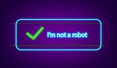 Captcha, I am not a robot on laptop screen.
