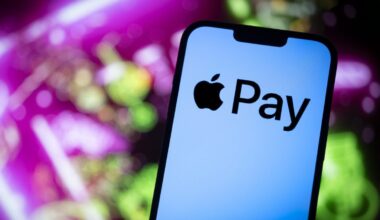 The Apple Pay logo is seen in this photo illustration on 23 November, 2023