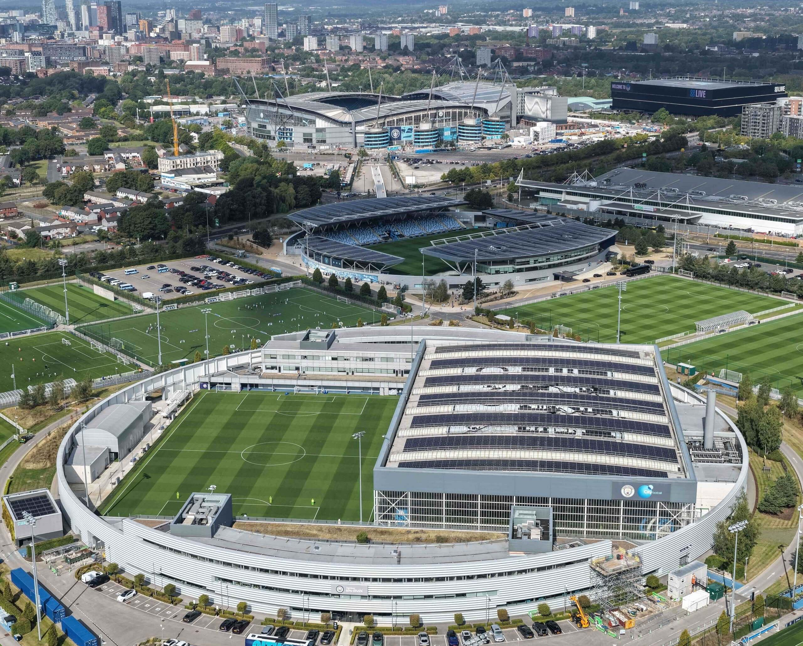 An aerial view of Manchester City's campus