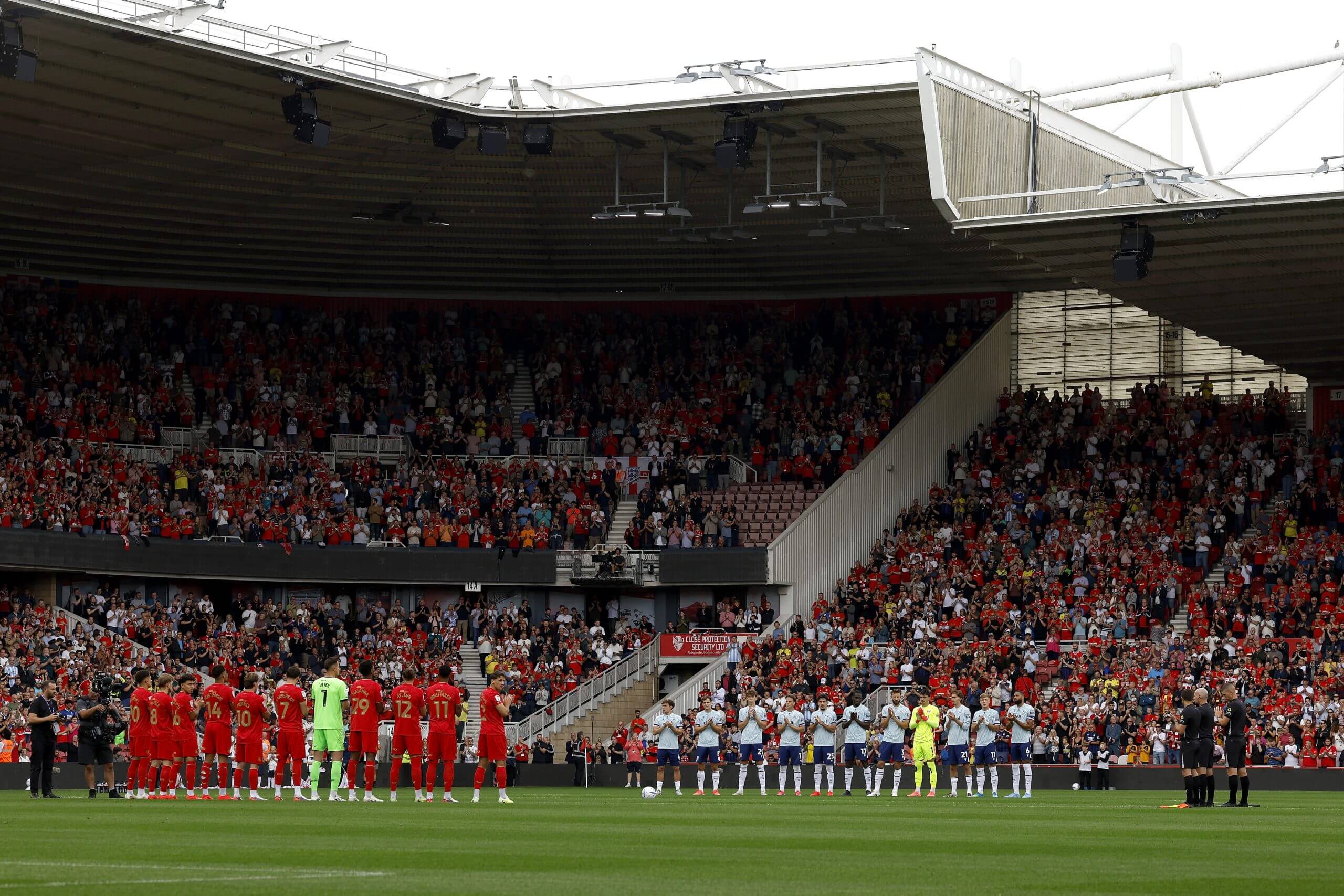 A minute's applause is held for the victims of the A66 car crash ahead of Boro's kick off against West Brom last month