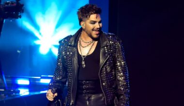 Adam Lambert taking the stage as part of the George Michael VMAs tribute.