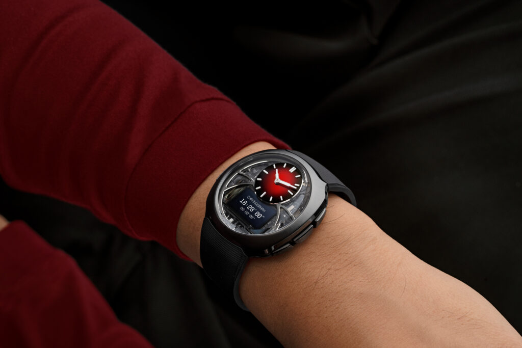 Will this H. Moser & Cie. watch right every smartwatch wrong? 4 H. Moser & Cie. HMoser 6DI0 1205 Off Grid Red Fume Lifestyle Wristshot Check
