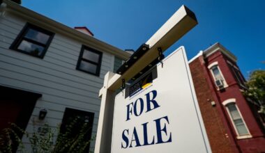 A "for sale" sign outside a house in the Capitol Hill neighborhood of Washington, D.C., on, Aug. 12, 2025.