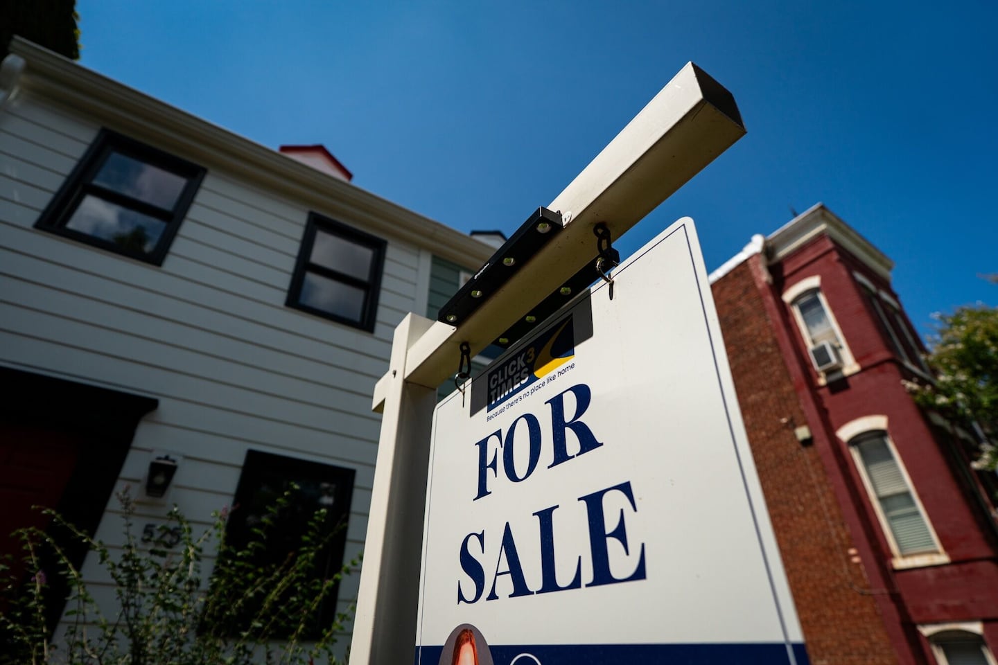 A "for sale" sign outside a house in the Capitol Hill neighborhood of Washington, D.C., on, Aug. 12, 2025.