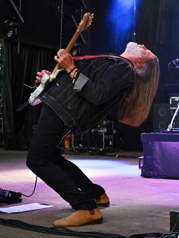 Scott Bernard plays the guitar with Kansas as they perform at the Shoreline Amphitheatre in Mountain View on Sept. 5, 2026. (Chris Riley/Times-Herald)