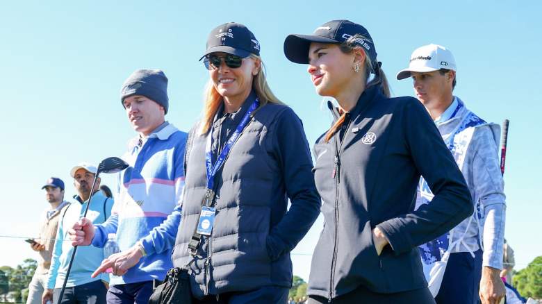 Amateur golfer Kai Trump, President Donald Trump's granddaughter, and Vanessa Trump walk from the 10th green prior to The ANNIKA driven by Gainbridge at Pelican 2025 at Pelican Golf Club on November 12, 2025