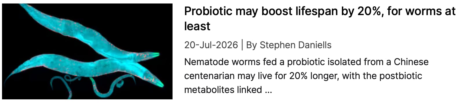 Probiotic lifespan study NI coverage