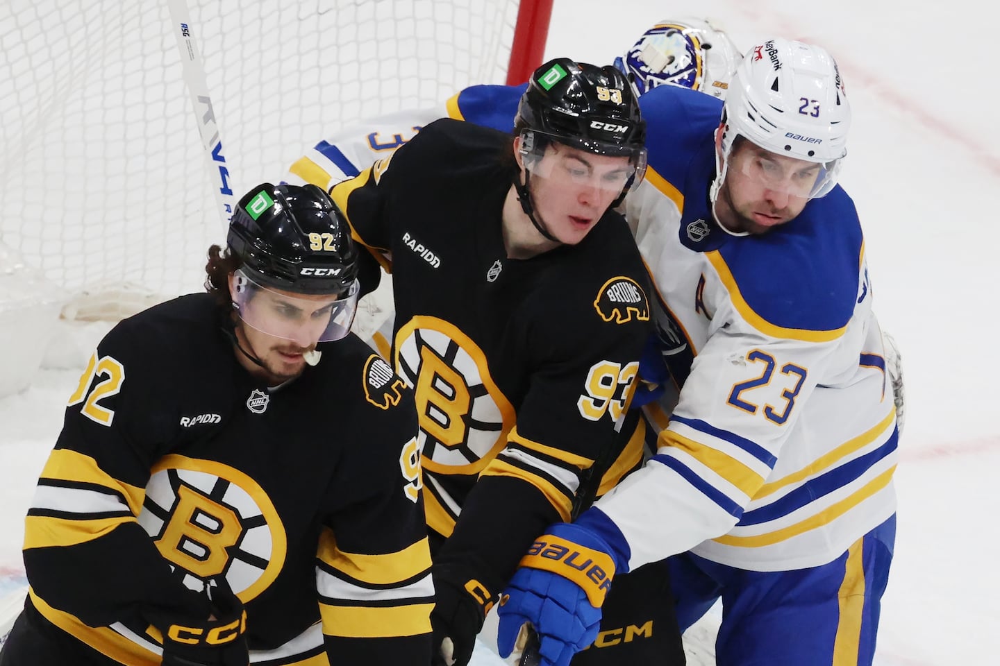 Fraser Minten (left) and Marat Khusnutdinov (center) were two young players the Bruins scouts helped find, leading to their solid first full seasons in Boston. 