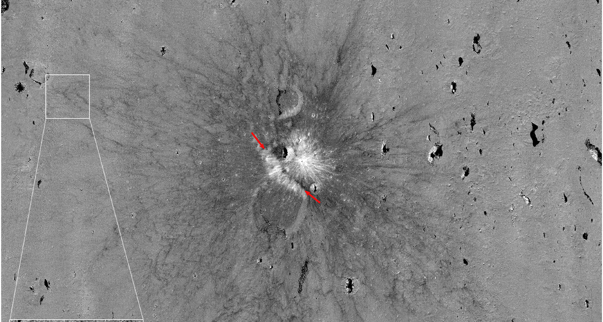 A scan of a crater on the moon.