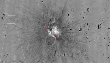 A scan of a crater on the moon.