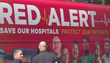 Nurses sound alarm on proposed healthcare cuts during Bangor bus tour stop