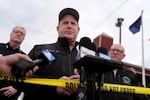 Portland Police Chief speaks at a press conference following a shooting in Southeast Portland.