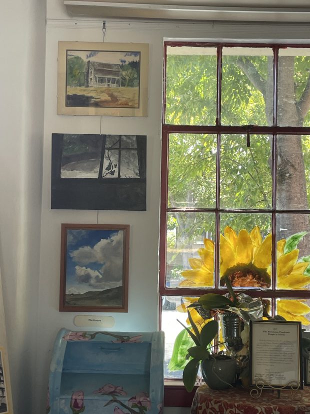"Many of my customers are pleasantly surprised to see art hanging in a gritty business such as mine," says Maureen McGuigan, owner of the Petaluma Mail Depot, which regularly hosts art shows. (Carin Jacobs)