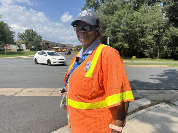 Traffic guard at South Lakes High School