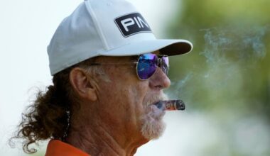 Two-time Ryder Cup winner Miguel Angel Jiménez — and his cigars — are a staple at PGA Tour Champions events.