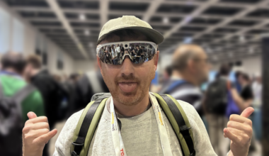 person with smart cycling glasses on