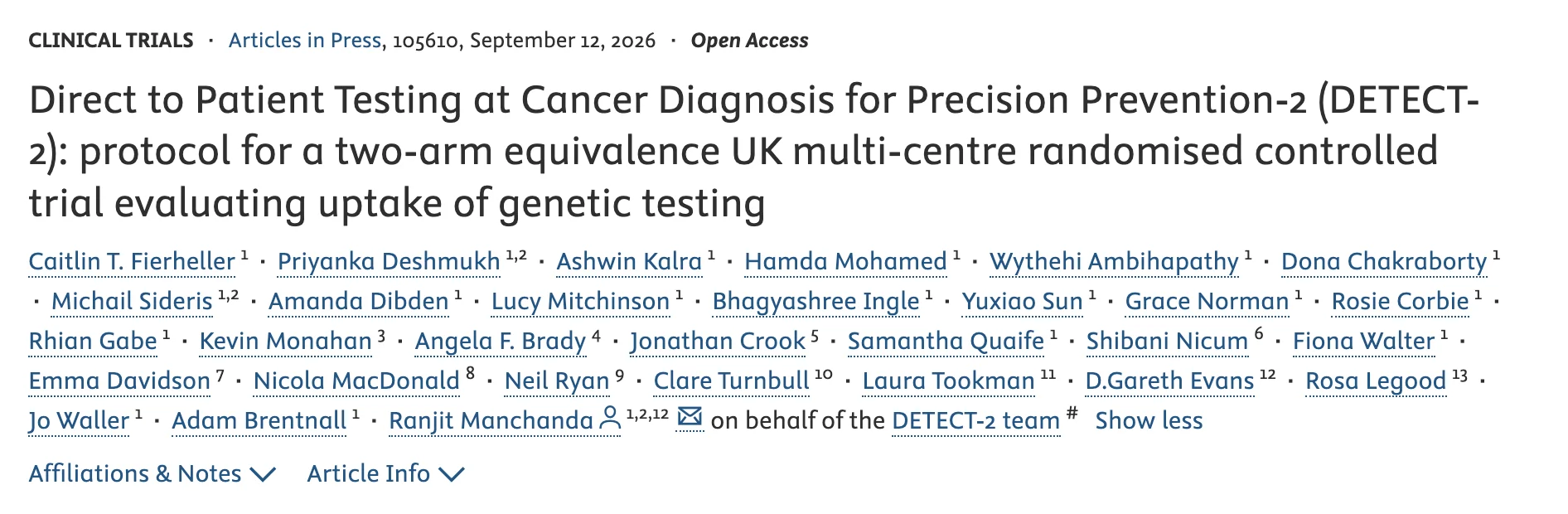 Ranjit Manchanda: DETECT-2 Evaluates Genetic Testing Uptake at Cancer Diagnosis