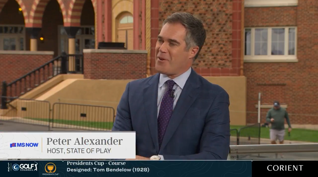 MS NOW host Peter Alexander makes Golf Channel debut