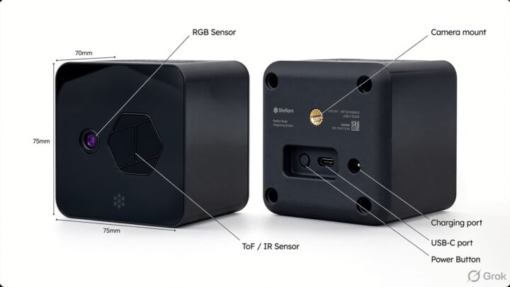 Soulart Station dimensions and rear connectivity, including USB C, power, and mounting points.