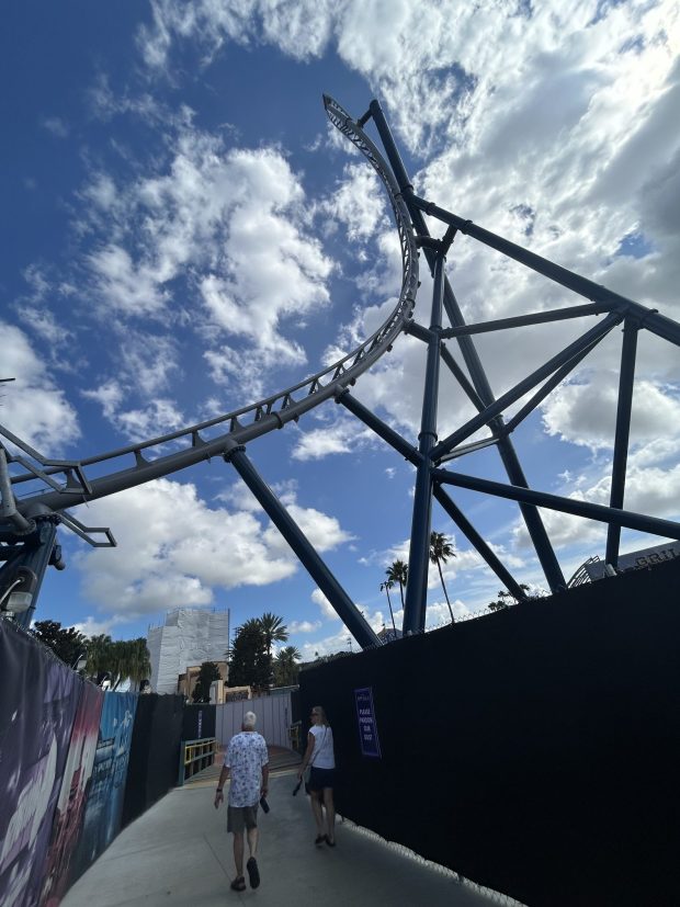 Scenes from the construction of Fast & Furious: Hollywood Drift roller coaster at Universal Studios Florida theme park. Photos taken September 2026. (Dewayne Bevil/Orlando Sentinel)
