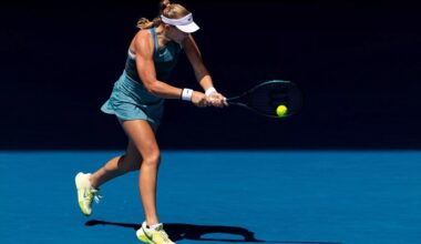 Mirra Andreeva in action at the Australian Open.