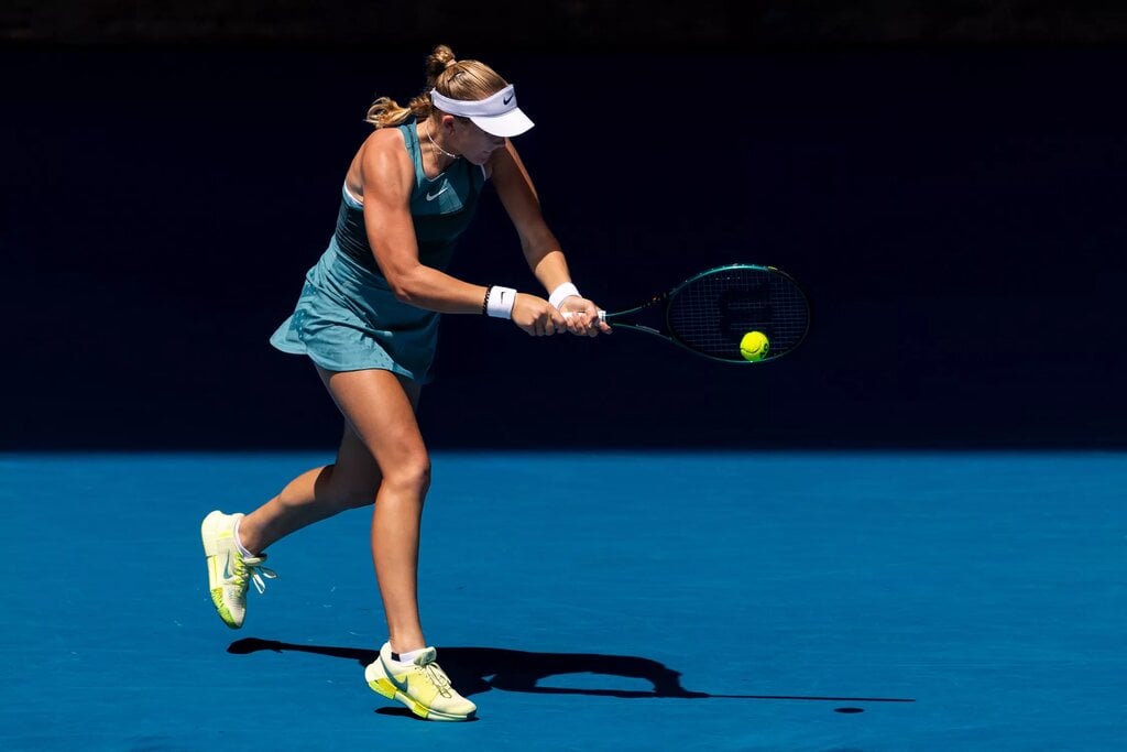 Mirra Andreeva in action at the Australian Open.