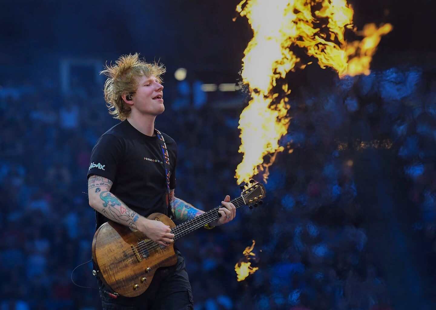 Ed Sheeran performed at Gillette Stadium in 2023.