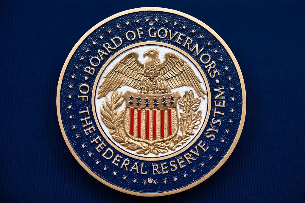 The seal of the Federal Reserve is pictured before Fed Chairman Kevin Warsh conducted a news conference after a meeting of the Federal Open Market Committee on Wednesday, June 17, 2026.