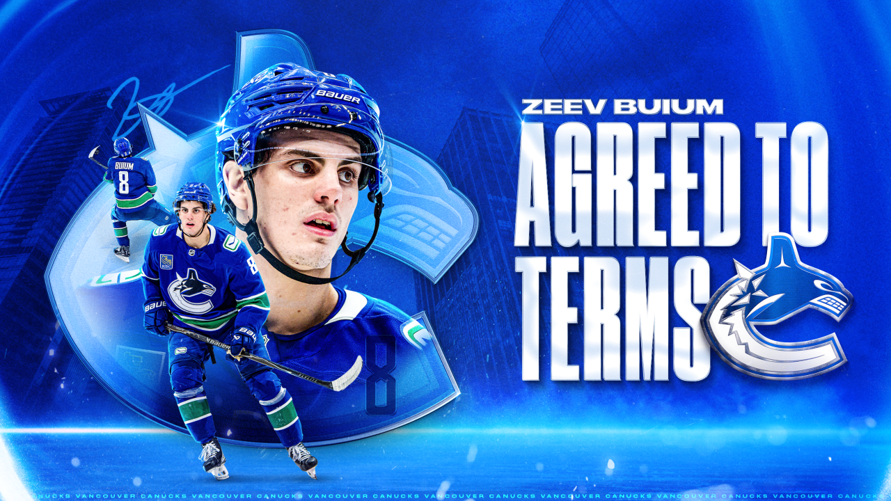 CANUCKS AGREE TO TERMS WITH DEFENCEMAN ZEEV BUIUM ON AN EIGHT-YEAR CONTRACT EXTENSION