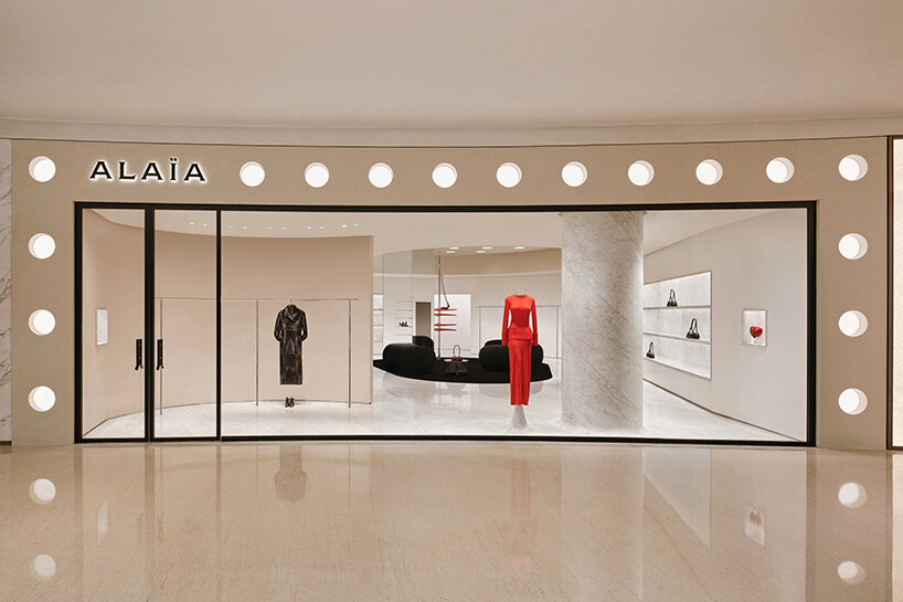 alaïa reopens shanghai boutique with perforated facade and curved interior - 1