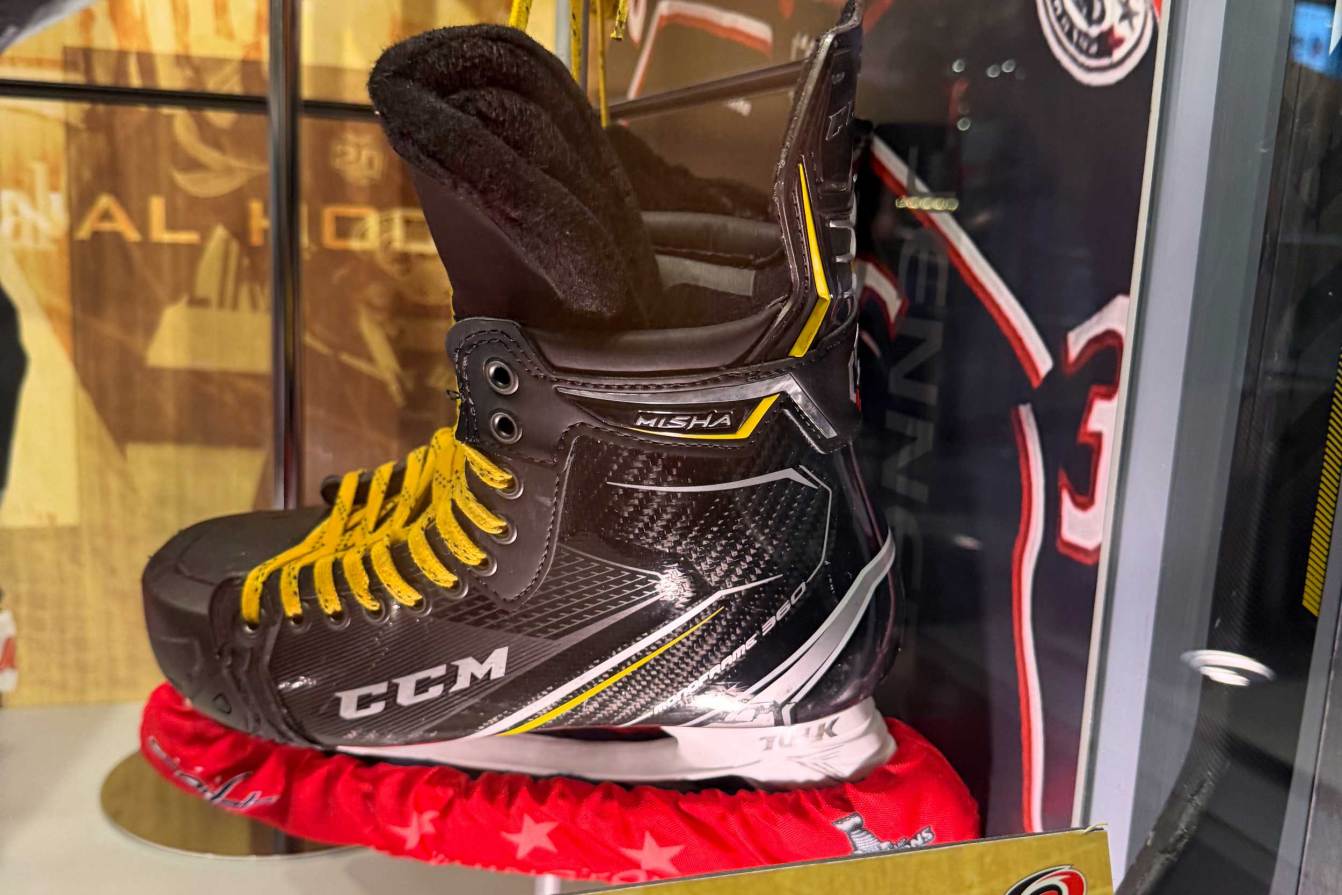 Alex Ovechkin's skates feature a tribute to "Misha" his father Mikhail