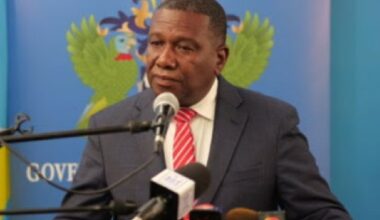 Foreign Affairs, International Trade, Civil Aviation and Diaspora Affairs Minister, Alva Baptiste, speaking at cabinet news conference on Monday (CMC Photo)