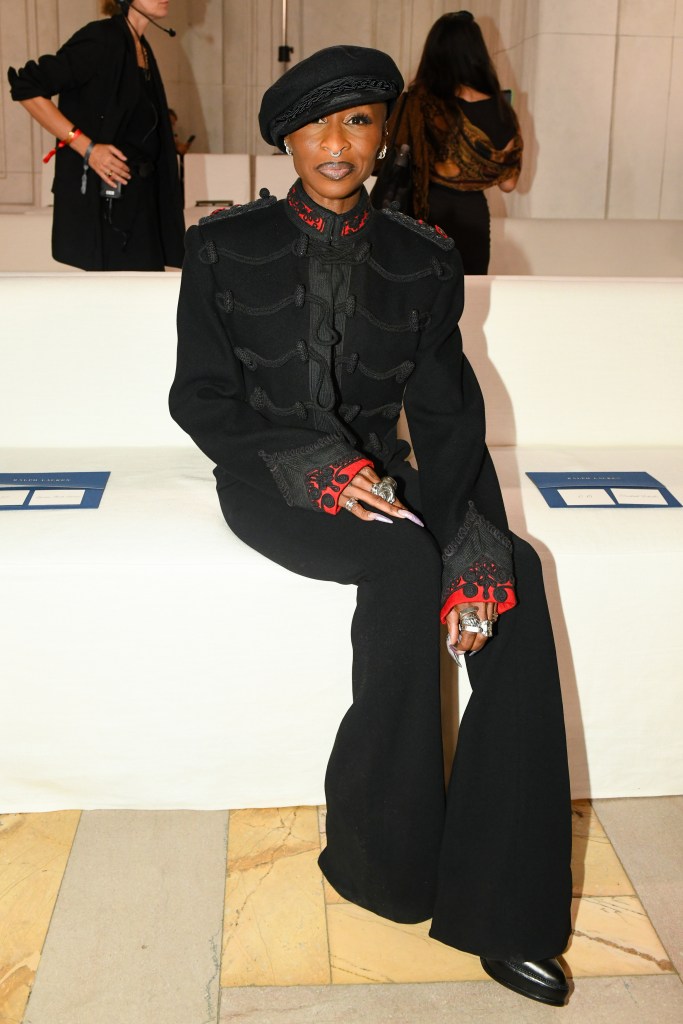 Cynthia Erivo posing at the Ralph Lauren Spring 2027 Runway Show.