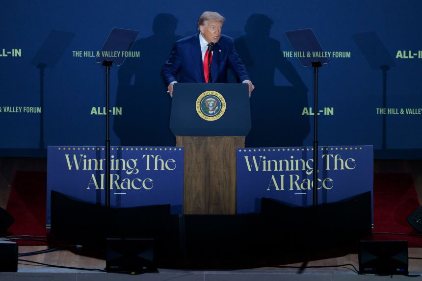 President Donald Trump speaks during the