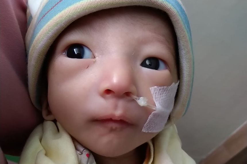 Baby Obelix quickly lost weight when his tiny body rejected food.