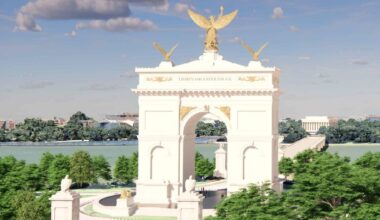 Trump says he agreed to convert triumphal arch into "top grade Military Complex"