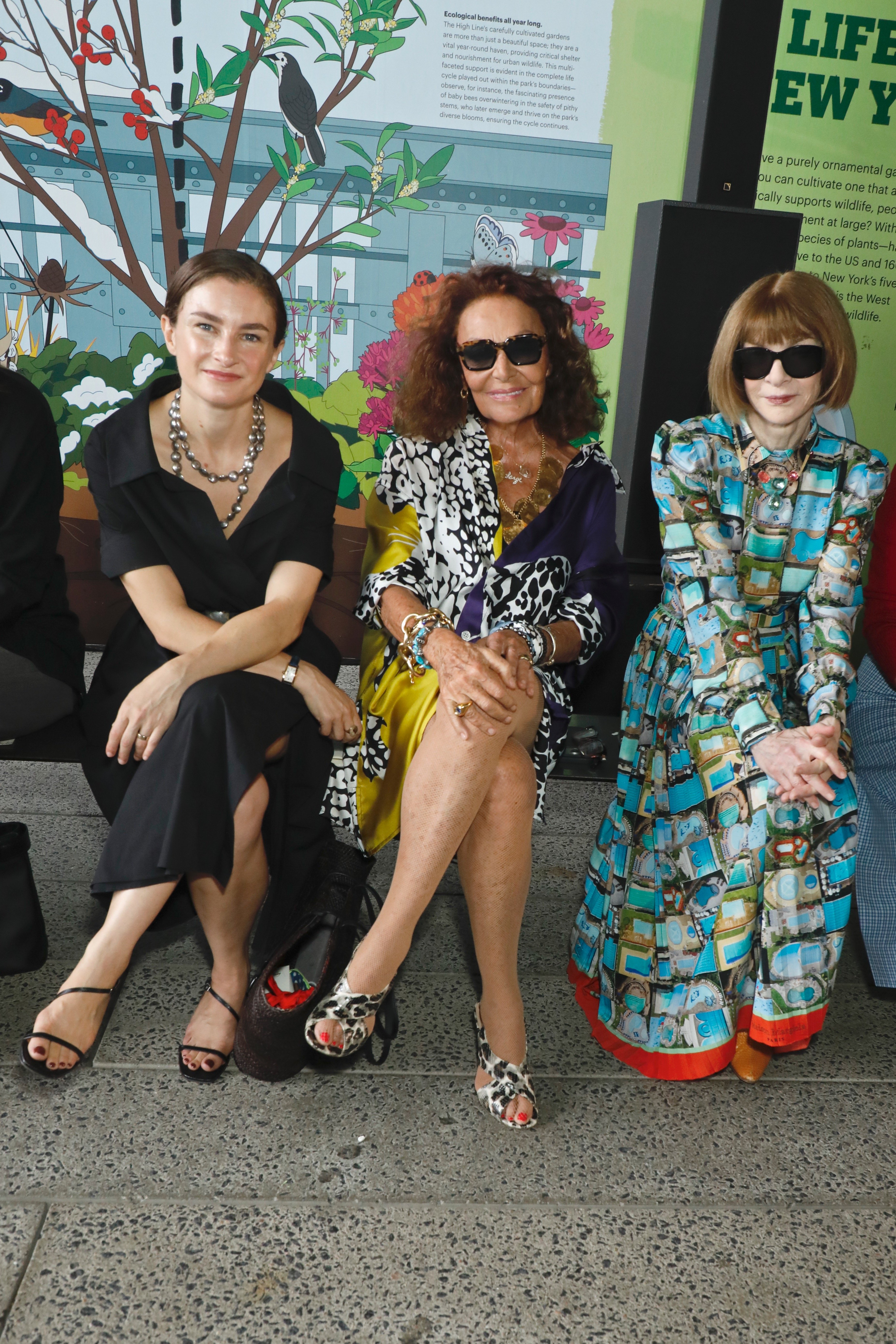 Chloe Malle, Diane von Furstenberg, and Anna Wintour sitting.