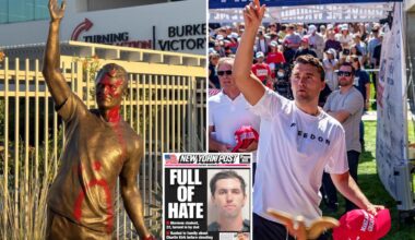 New Charlie Kirk statue vandalized outside TPUSA's Phoenix HQ